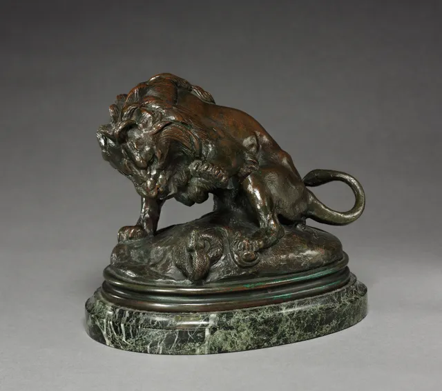 Antoine-Louis Barye, Lion au serpent, bronze, vers 1830-1875
